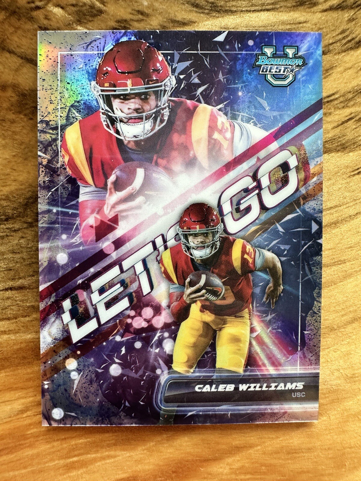 Caleb Williams 2023 Bowman Best University Let's Go SSP Case Hit USC Bears