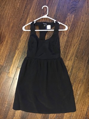 black mini flare dress