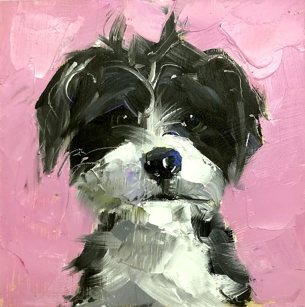 Original Oil Painting Maltese Dog Cute Puppy Pet Portrait Signed