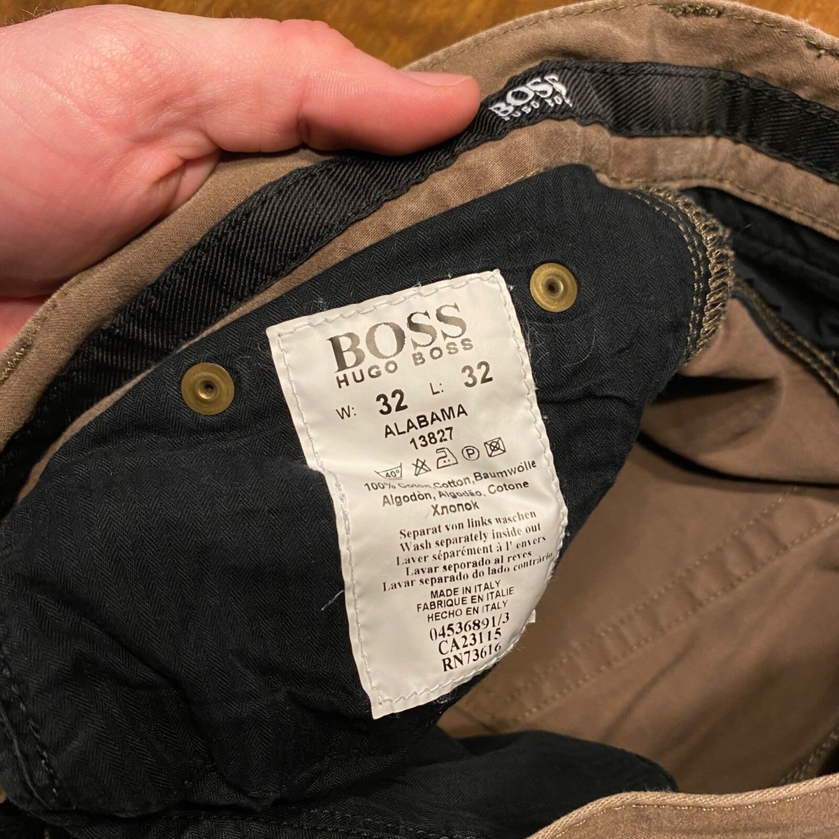 HUGO BOSS Alabama Pants Mens 32x32 Brown Straight Leg Cotton HUGO BOSS Alabama Pants Mens 32x32 Brown Straight Leg Cotton