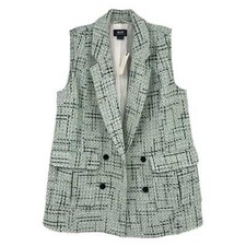 Maeve Green And Black Tweed Button-up Vest | Size 10