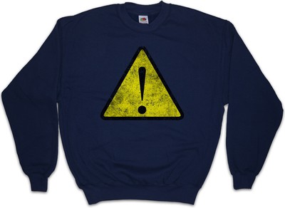 WARNING SIGN Sweatshirt Pullover Symbol Logo USA Caution Danger Warnschild