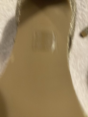 Audrey Brooke Slingback Gold Metallic Ankle Buckle Strap 4” Inches Tall Size 6 - Picture 5 of 9