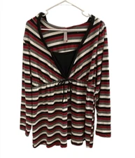 Gitano Womens Top Sz 18/20 Pullover w Hood Long Sleeves Striped