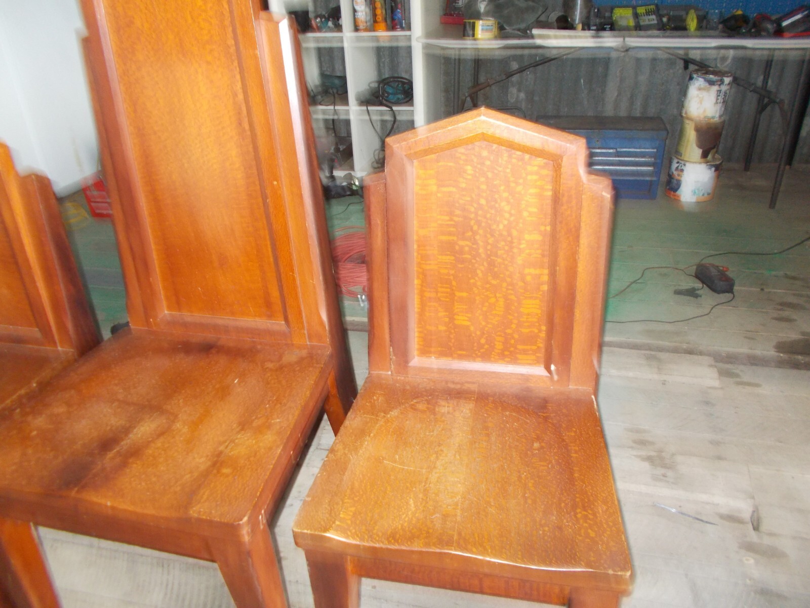 VINTAGE SOLID SILKY OAK CHURCH PULPIT CHAIRS SET OF 3 GOOD CONDITION