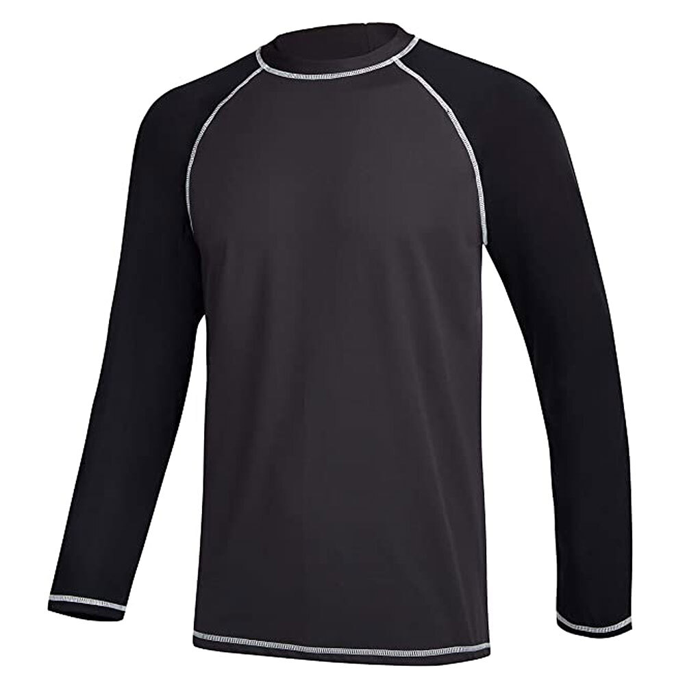 Men Long Sleeve Rashie Swim Shirt QuickDry Swimwear Sun Protection