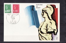 carte  1er jour   Marianne de Bequet  80c et 1f   75  Paris   1976