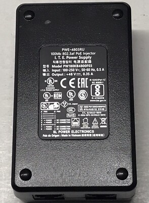 SL POWER ELECTRONICS PWE-4803RU PoE INJECTOR I.T.E. 48V PW180KB4800F03