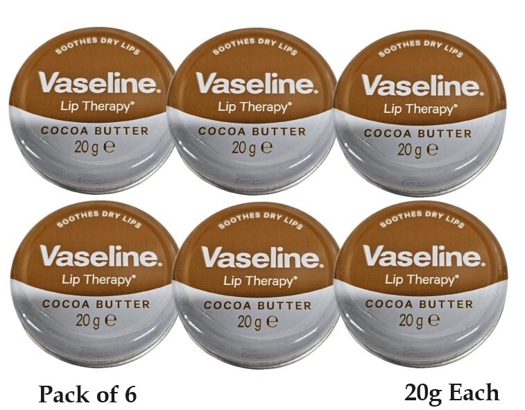 6X Vaseline Lip Therapy Manteca de Cacao Lata 20g (Pack De 6)
