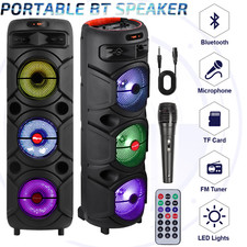 Triple 8" Woofer Portable Bluetooth Speaker Heavy Bass Sound PA System Mic TWS