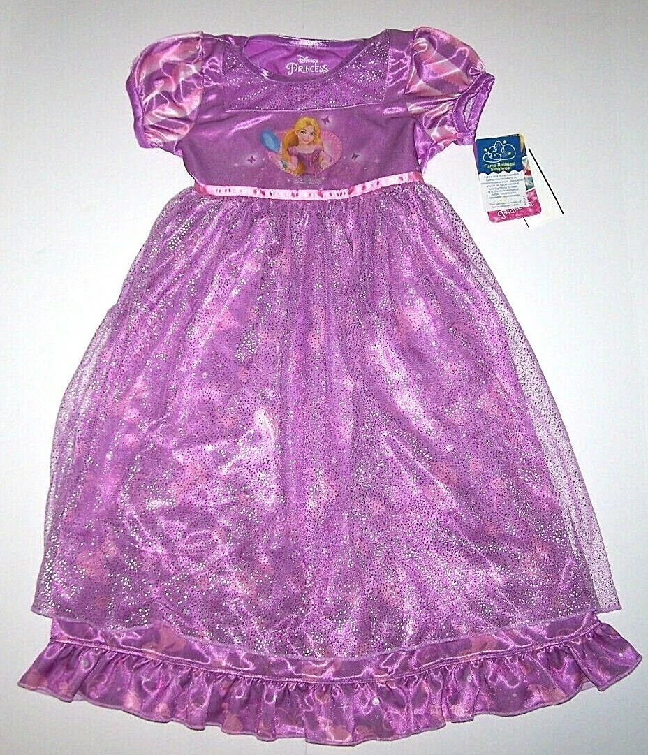 Disney Princess Rapunzel Tangled Fantasy Nightgown Pajamas Costume Purp New  Girl | eBay