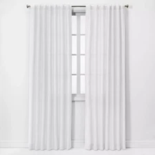 Threshold White 100% Linen Curtain Panel 95" x 54" Light Filtering - 1 pc. New