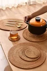 Natural Rattan weaving Placemats Coasters Woven Table Place Mats for Dining H21