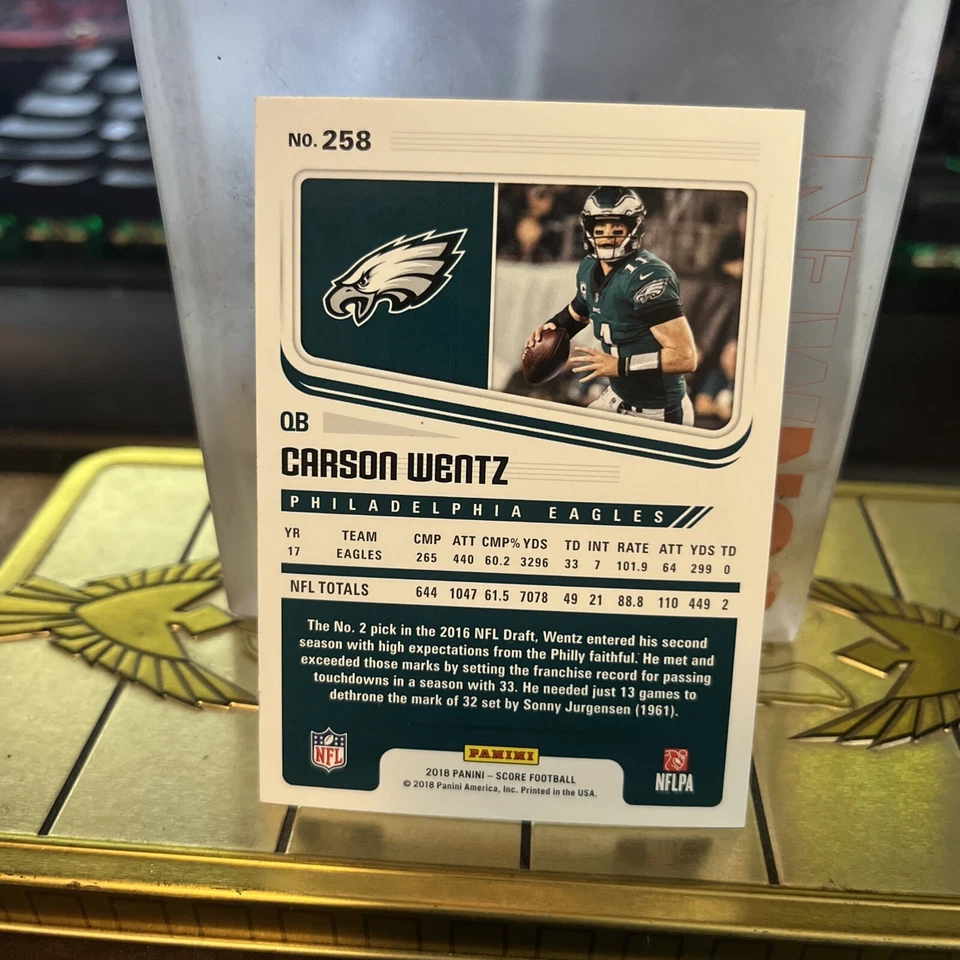 2018 Score #258 Carson Wentz (NM)(FTB) - Image 2 of 2