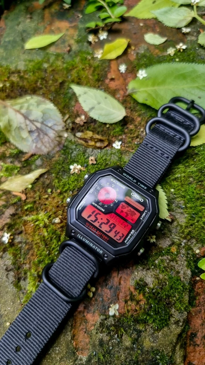 Custom Casio Royale AE1200 Red Haze - Modified Watch - Red Screen - Oil  fill