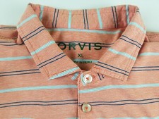 Orvis Polo Shirt Short Sleeve Men s Size XL Striped 1/4 Button Collared 4150