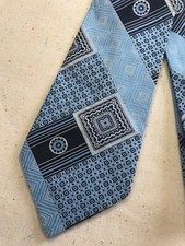Vintage Men's Necktie Tie Classic Style Baby Blue Wide Art Deco Bohemian