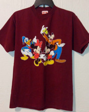 Vintage Mickey Mouse Disney Maroon 90's Short Sleeve T-Shirt USA Made