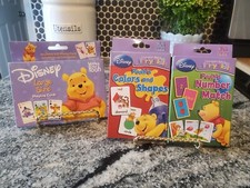 Winnie The Pooh Cards-LOT OF 3 Pooh Playing Cards; Colors  Shapes; Number Match