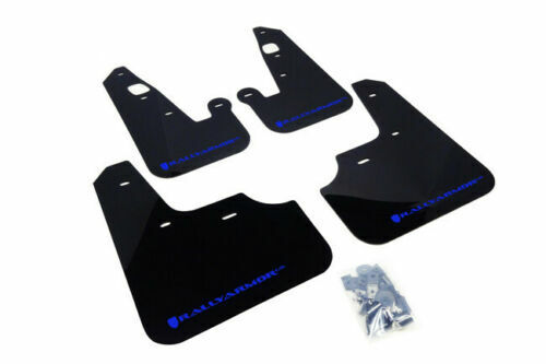 Armadura de rally para Mitsubishi Lancer 2007-2017 4 puertas aletas de barro negras con logotipo azul - Imagen 1 de 1