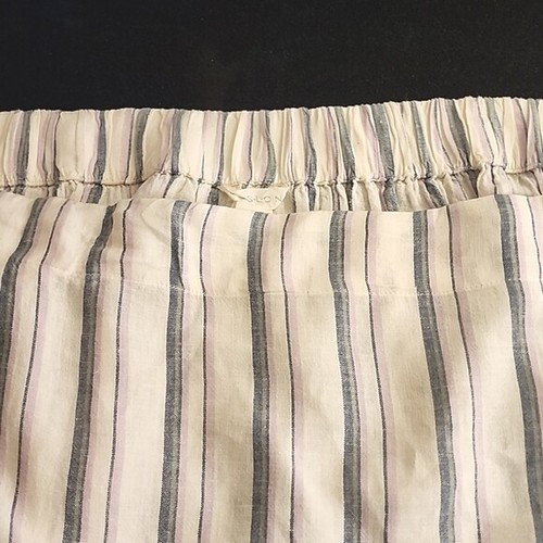Flowy Ivory/Purple Striped Linen-blend Coastal Plus Sized Midi Skirt| XXL - Picture 8 of 10