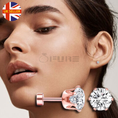 3mm Rose Gold Flat Back Stainless Steel Crystals Ear Piercings