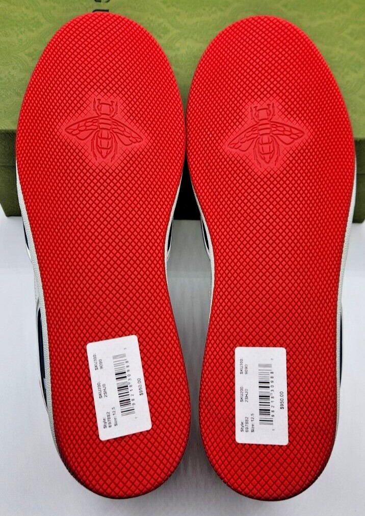 Gucci Basket Demetra Men's Distressed Sneakers White/Red/Blue UK12.5 US13 $950 thumbnail 5