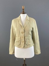 120 Ivory Linen Lightweight Belted Blazer Jacket Size I 44