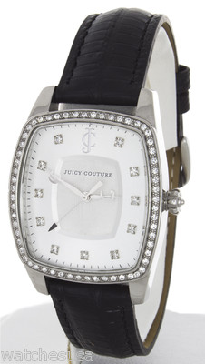 Juicy Couture Silver Dial Crystal Bezel Black Leather Quartz  display picture 1