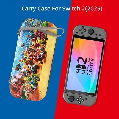 Mario Kart World Carry Case for Nintendo Switch 2 with Mario thumb Caps
