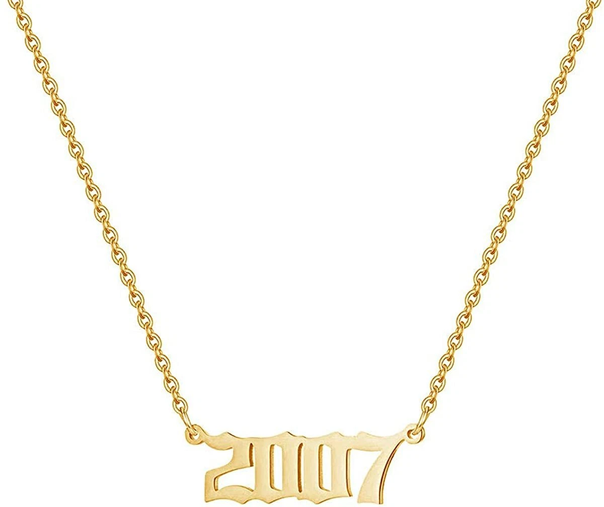 14k gold birth year necklace deals