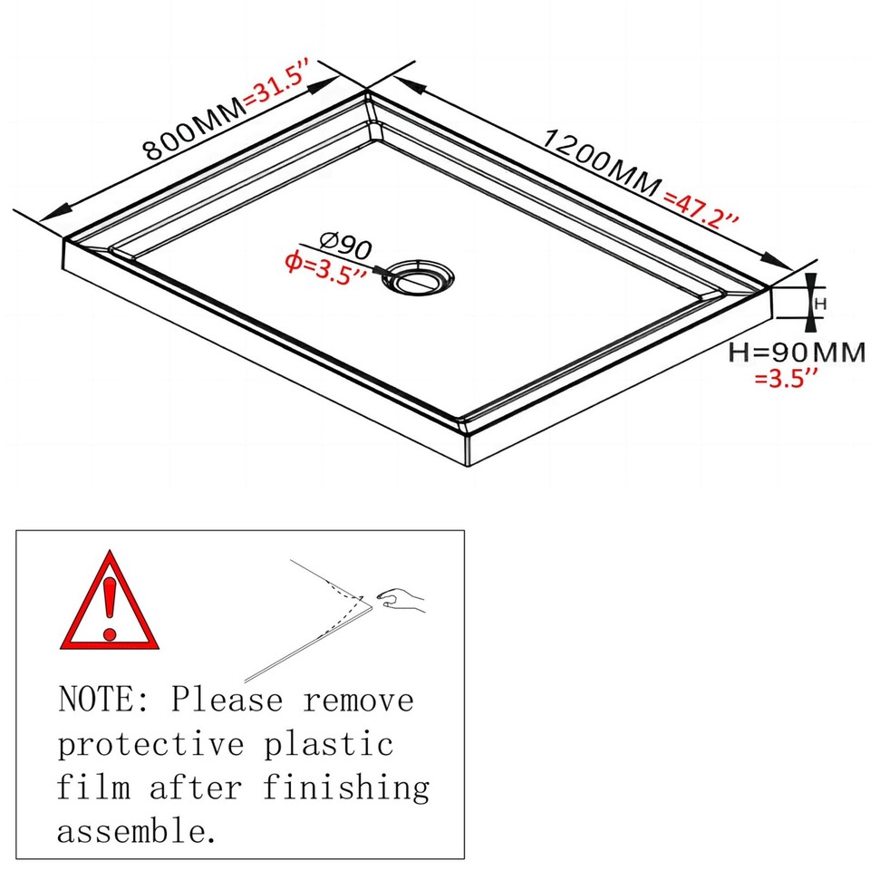 White ABS Shower Base 32"x48" Shower Pan with Drain 4wall Alcove Easy