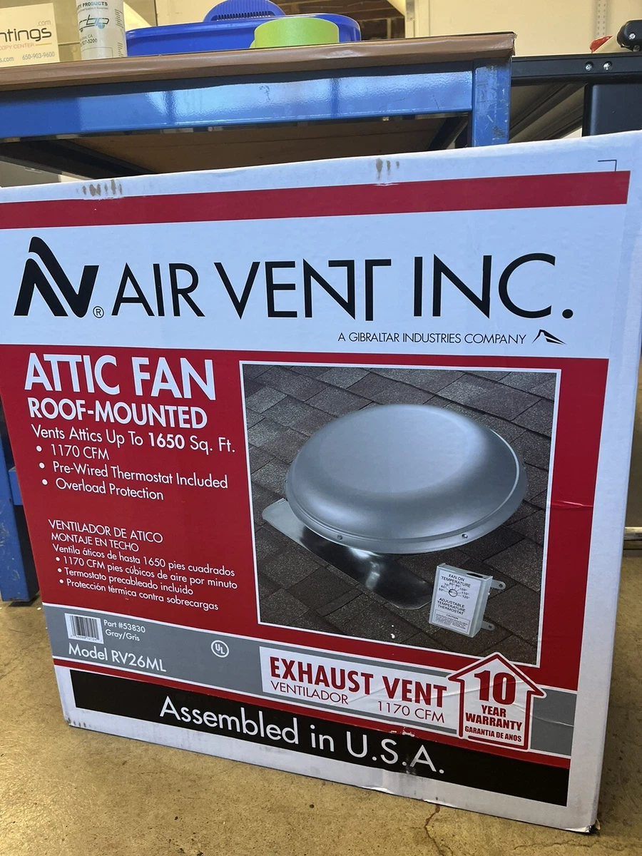 Air Vent 1170 CFM Power Attic Mount Ventilator Fan RV26ML 53830 Gray New  46388121241 | eBay