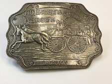 VTG America's Heroes Fire Department Boston Silver Tone Belt Buckle 3.5"x2.5"