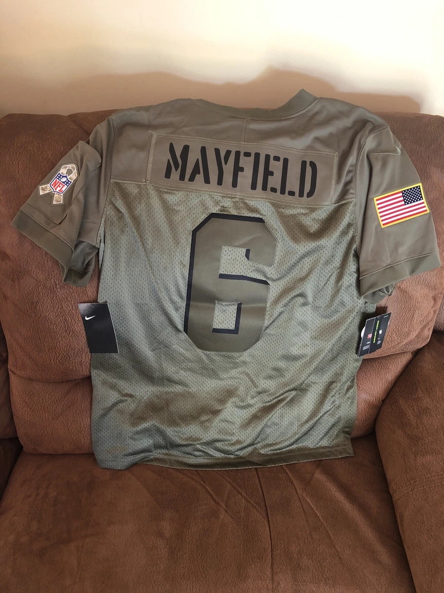 Nike Cleveland Browns No6 Baker Mayfield Camo Women's Stitched NFL Limited 2019 Salute to Service Jersey