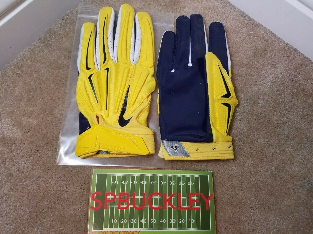 NIKE SUPERBAD 3.0 NFL L.A. RAMS ADULT 4XL PADDED FOOTBALL GLOVES, PGF446-749