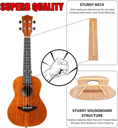 21-Inch Soprano Mahogany Ukulele Beginner Kit with Gig Bag & Online Lessons - Picture 7 of 10