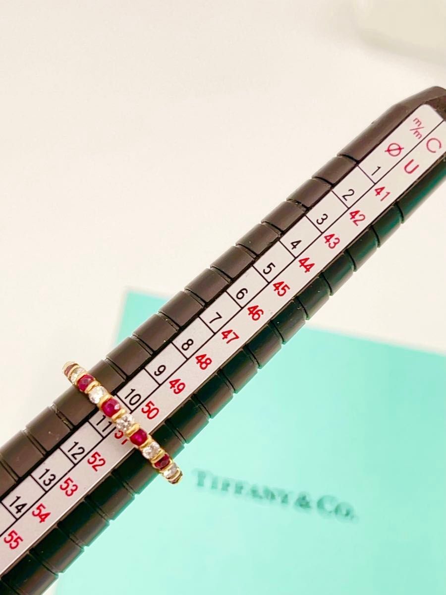 Tiffany & Co. 6P Ruby and 6P Diamond 18k Yellow Gold Band Ring