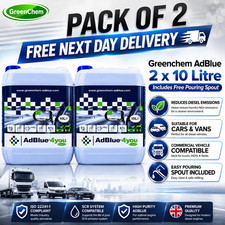AdBlue 2 x 10L 20L Diesel Exhaust Fluid Car Van Commercial FREE Spouts GREENCHEM