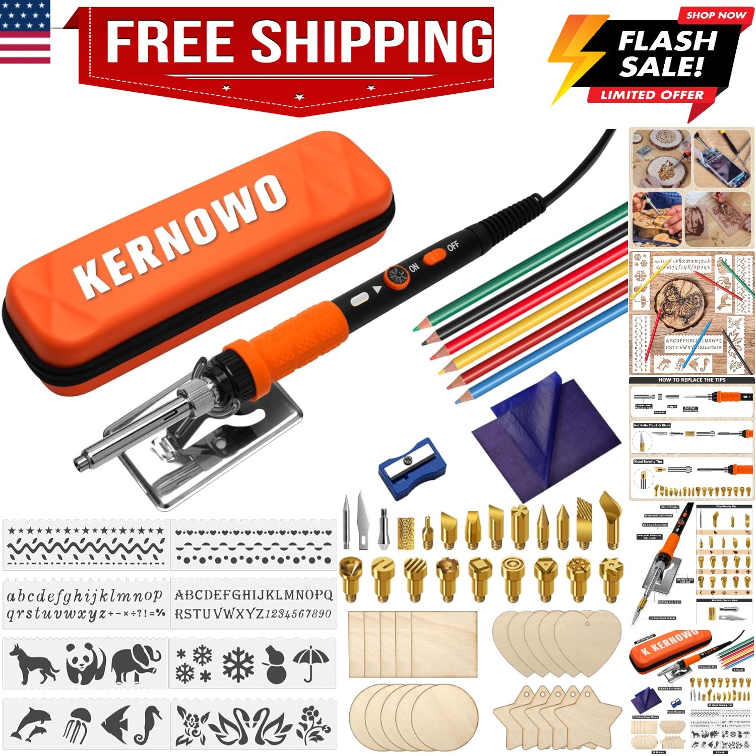 Wood Burning Kit, 76Pcs Pyrography Wood Burning Tool Kit 60W Adjustable Tempe...