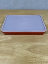 VTG Tupperware Orange Paprika Deli Meat Bacon Storage Container Lid 794-12 EUC