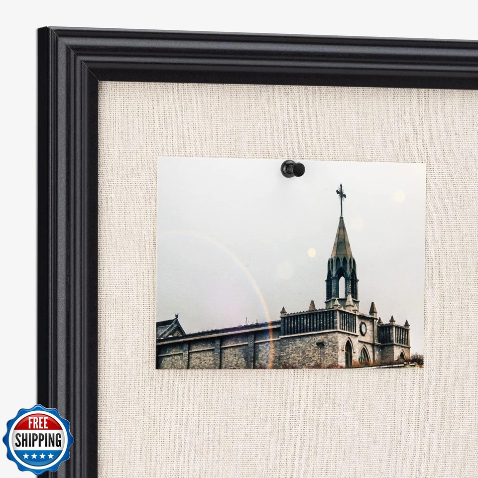 Navaris Framed Linen Bulletin Board - 17 x 23 inches Fabric Jewelry Organizer - Image 3 of 4