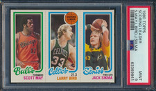 1980 TOPPS BASKETBALL MAY/SIKMA/LARRY BIRD RC PSA 9 MINT HOF ROOKIE