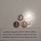Lot #952 3 Beautiful Lincoln Wheats 1955-P 1955-D 1955-S Fine-VF See Pictures