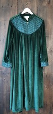 Vintage Crowntuft Emerald Green Velvet Zippered Robe Pockets XXL