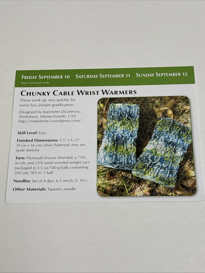 Chunky Cable Wrist Warmers Knitting Pattern Card Page - Image 3 of 3