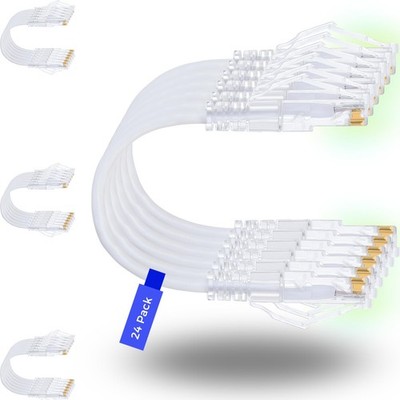 Patch Cables Cat6/ Cat6a 0.5ft (24 Pack) Slim, Cat6a Ethernet Patch Cable 10G...