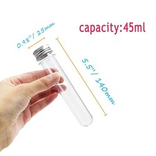24 Pcs 45ml Clear Plastic Test Tubes with Screw Caps for Sample Science Party