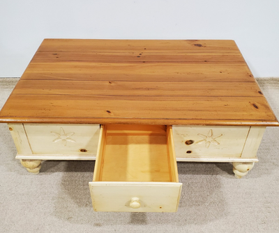 Ethan Allen Farmhouse Pine Coffee Table 3 drawer 23-8210 672