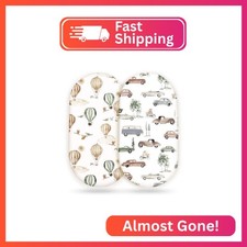 GRSSDER Stretchy Ultra Soft Fitted Bassinet Sheet Set 2 Pack, Universal Fitted f